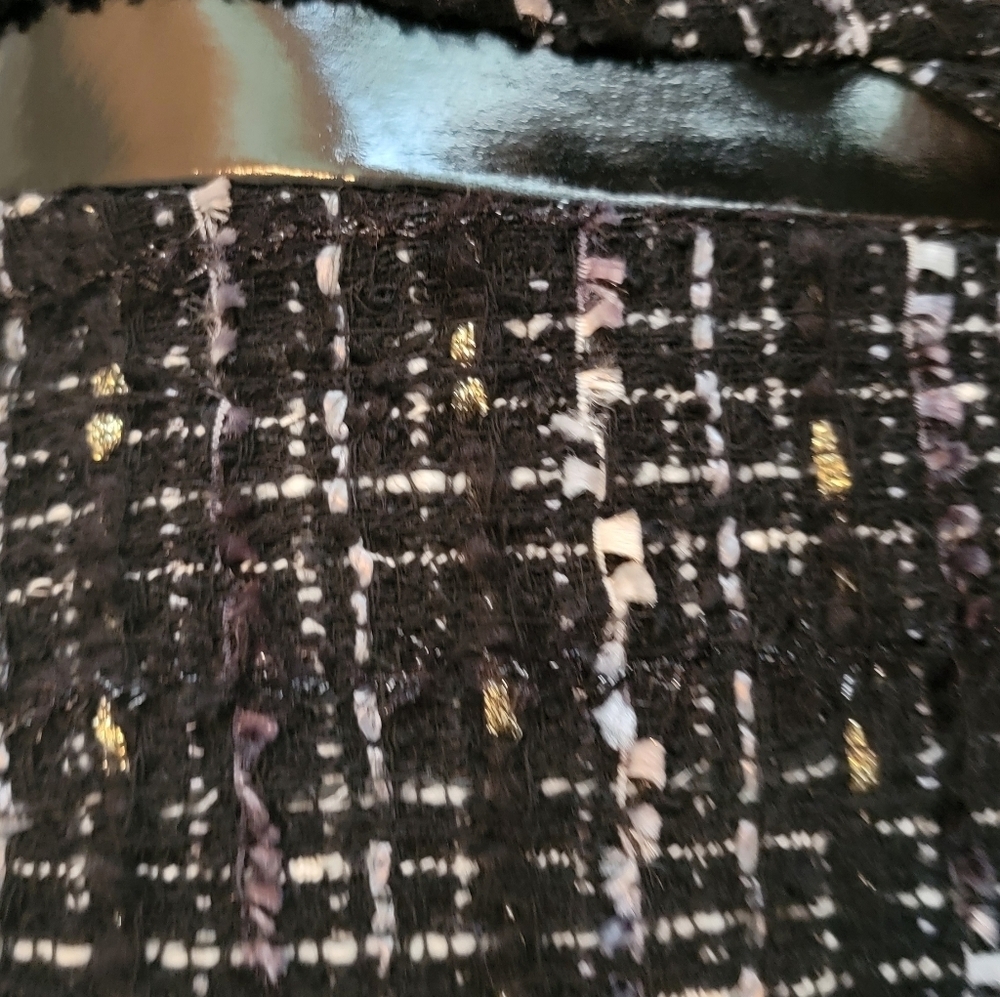 EUC Milly Tweed Romper With Patent Leather/Gold Zipper Details Size 4 - Picture 7 of 12